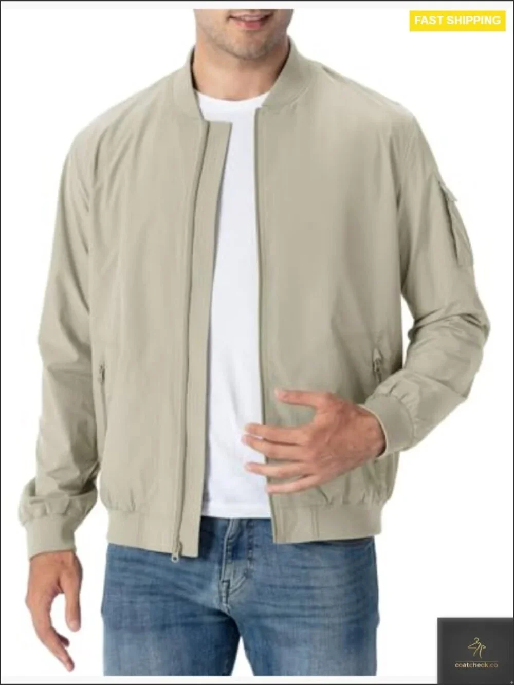 Men's Lightweight Bomber Jacket Casual Stylish Windbreaker Full Zip